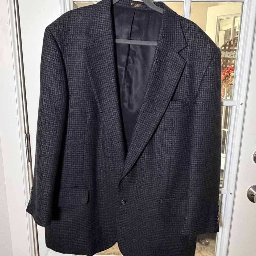 Vintage Oscar De La Renta Wool Blazer Houndstooth Heritage Academia Preppy 46L